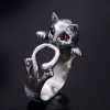 s925 sterling silver vintage Thai silver women's live kitten ring lifelike fashion bracelet inlaid with zircon