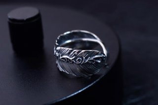 S925 sterling silver jewelry Thai silver retro Tangcao personality fashion open men's and women's feather ring couple silver rin