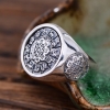 s925 sterling silver retro Thai silver twelve zodiac signs Bagua simple ring domineering personality men's index finger ring rot