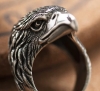 S925 sterling silver vintage Thai silver eagle spread wings domineering eagle head personality fashion men's style index ring