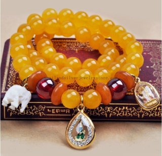 Handmade Buddha Amulet Bracelet Topaz Beads Bracelet