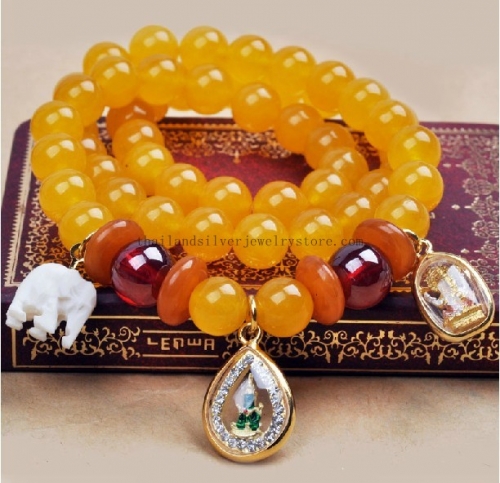 Handmade Buddha Amulet Bracelet Topaz Beads Bracelet