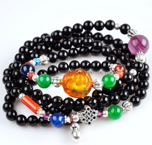 Handmade Onyx Beaded Bracelet Necklace