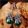 Thai Sterling Silver Green Agate Tribal Charming Earrings