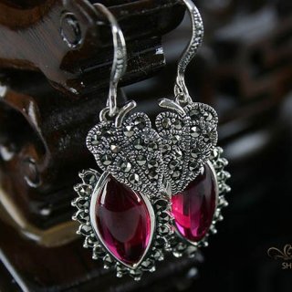 Handmade Thai Red Corundum Charming Earrings