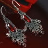 Handmade Thai Silver Garnet Tribal Charming Earrings