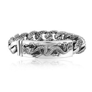 Handmade Thai 925 Siilver Dragon Bracelet Vintage Man Bracelet