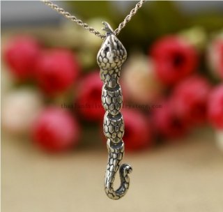 Handmade Thai 925 Silver Snake Pendant Handmade Thailand Pendant