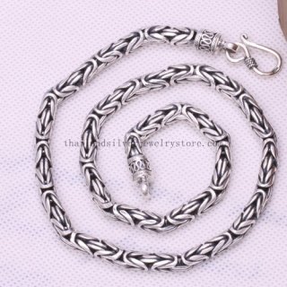 5MM Thailand Sterling Silver Longevity Necklace for Men