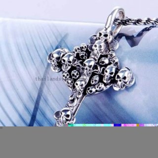 Handmade 925 Silver Skull Pendant Punk Pendant for Men