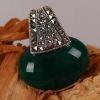 Thai Silver Green Agate Pendant Handmade Tribal Pendant