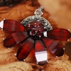 Handmade Thai SIlver Garnet Flower Pendant