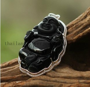 Handmade 925 Silver Laughing Buddha Pendant Handmade Thailand Pe